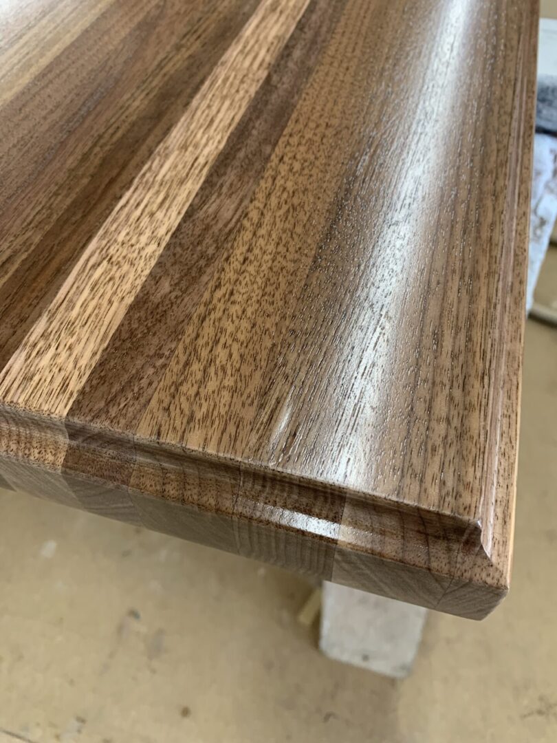 Close view of the wooden table top