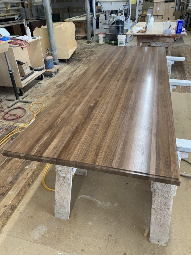View of the wooden table in progress