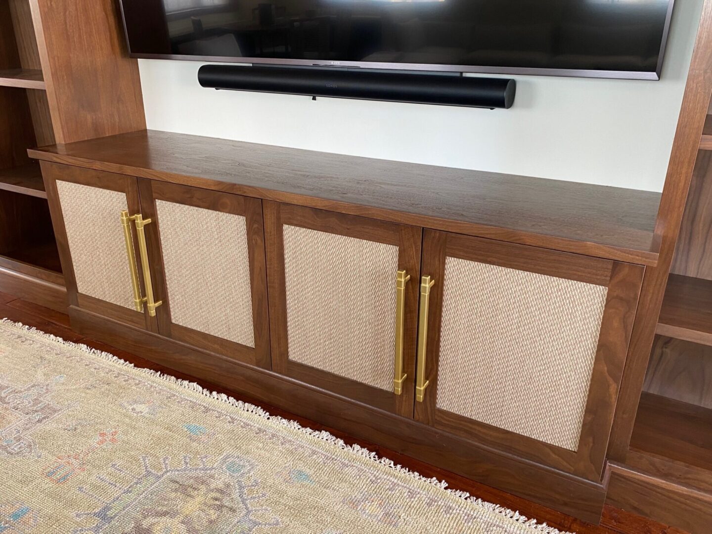 Closeup view of the tv cabinet in progress