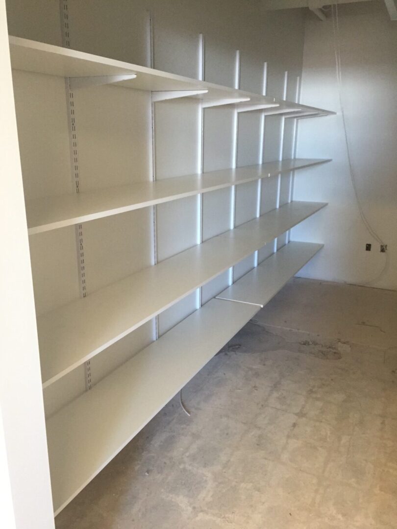 Close view of the white office racks