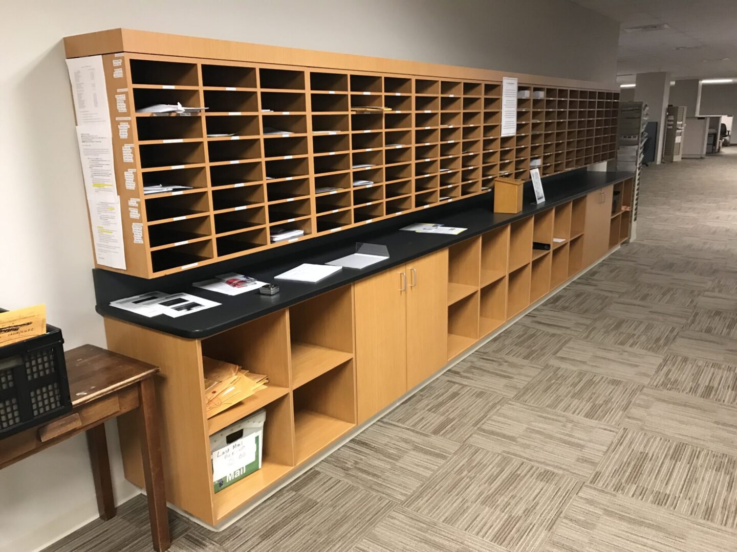 Close view of the office documents shelves